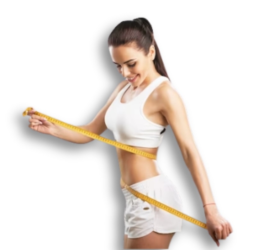 woman holding measuring tape on waist